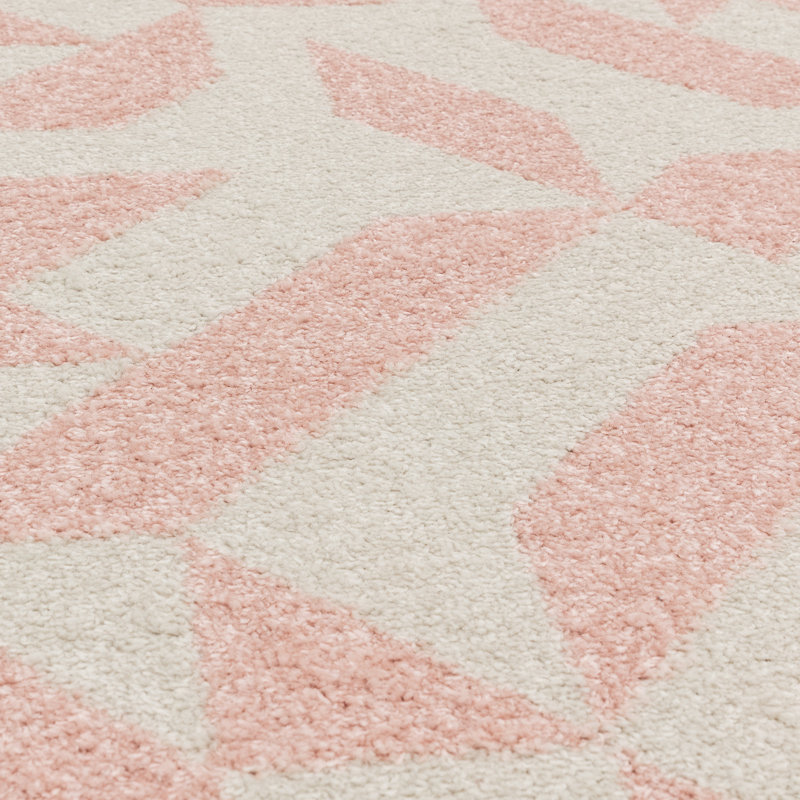 Brannon Pink Shapes Area Rug, Rectangle 66 x 240cm