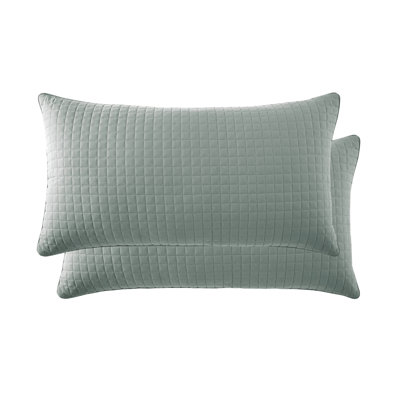 Southshore Fine Linens Vilano Quilted Sham Covers, Double-Brushed Microfiber Square-Stitched Pillow Shams with Piped Edges, Set of 2, 20" x 36" , Steel Blue