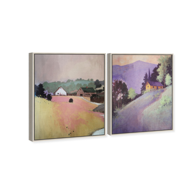 Hill Town Set Set by Oliver Gal, 25"H x 31"W, Silver Floater Frame