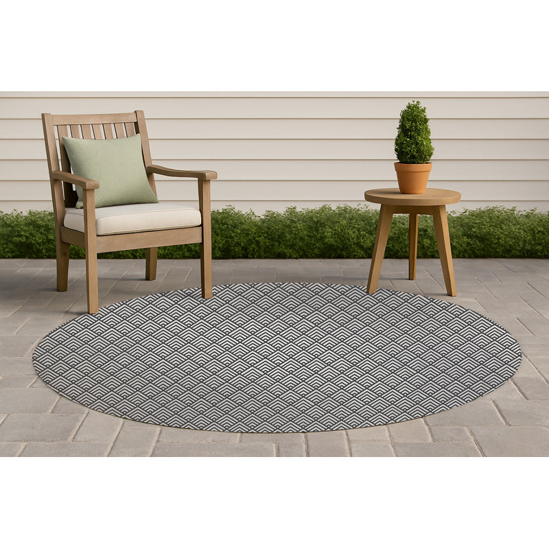 Tapis d'extérieur antidérapant à chevrons, Rond 5 pi