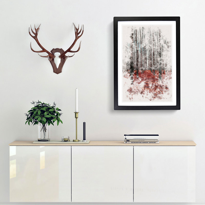 Rows of Trees - Picture Frame Graphic Art Print, 63cm H x 45cm W x 2cm D, Black Framed