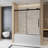 Frameless Single Sliding Shower Door  56-60 "W X 60" H, 1/4 "(6 Mm) Clear Tempered Glass, Explosion Proof Film, Stainless Steel Handle,Square Tube Track ,Matte Black-119866387