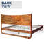  Grand lit plateforme en bois d'acacia Sunset, tête de lit haute, design Art déco de style Mid-Century, pas de sommier tapissier, support de lattes robuste, résistant aux rayures et à l'eau, finition caramel-395312945-395312944