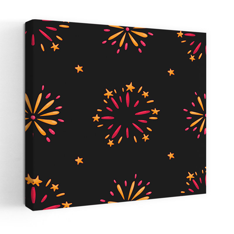 Festive Night Fireworks Abstract Colorful Contemporary Landscape Nature, impression d'art mural, 18" H x 18" W