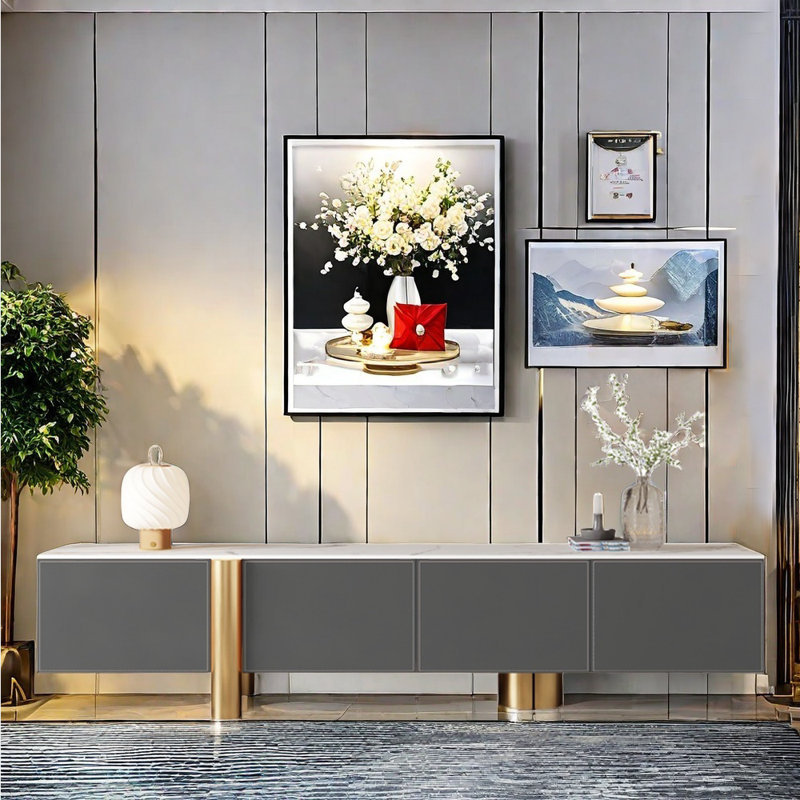 Meuble télé moderne et luxueux, Gris, 78.74"