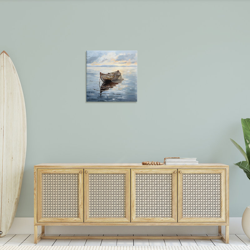 Peinture d'un bateau de pêche par Ray Powers, H 24 po x l 24 po x P 1,5 po
