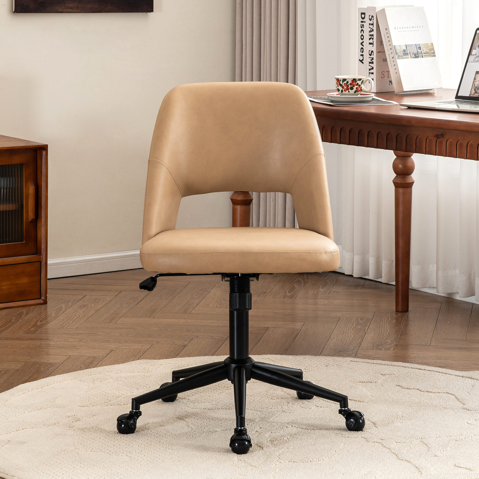 Gramercy Office Chair with Lumbar Support, Taupe Faux Leather