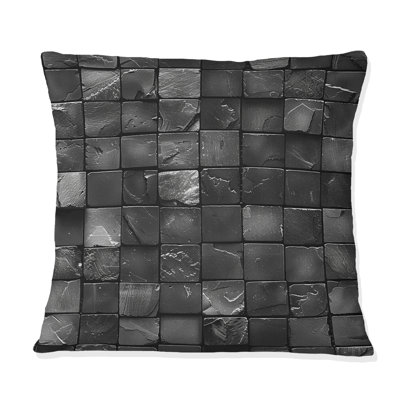 Grey  Modern Mosaic Tiles IV - Modern Throw Pillow