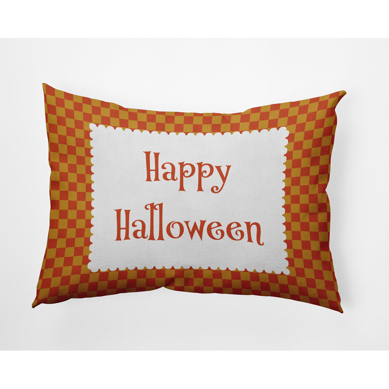Checkered Outdoor Reversible Throw Pillow, Rust