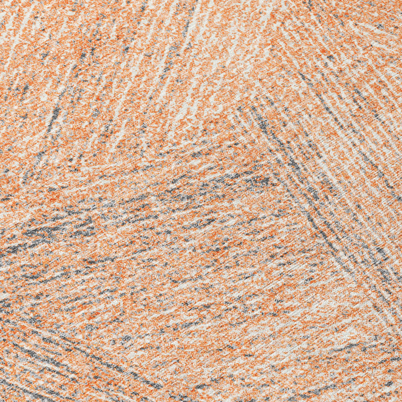 Peach Rectangular Flat Woven Synthetic Washable Rug