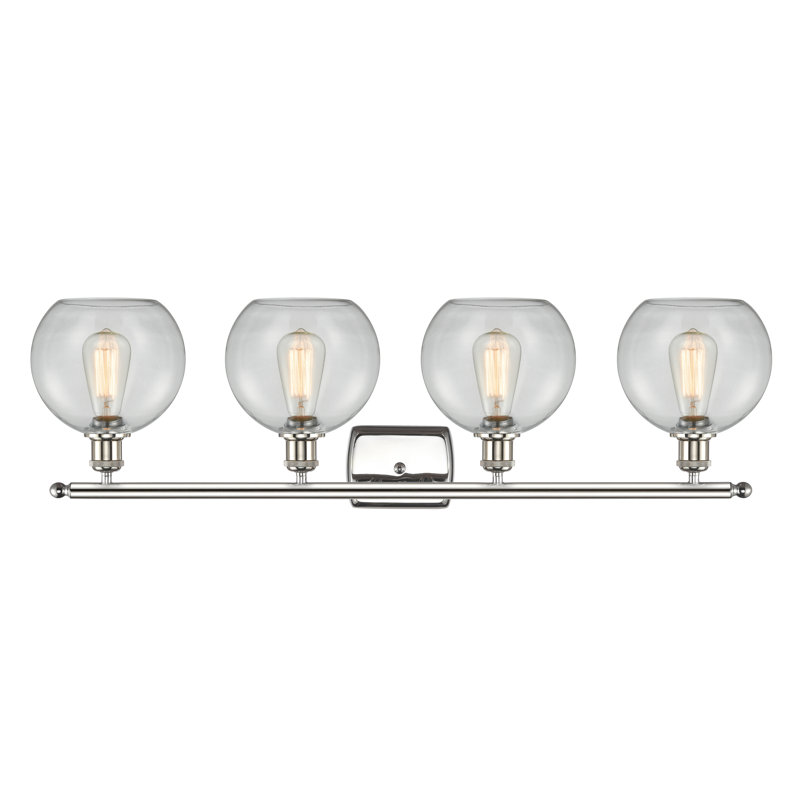 Éclairage pour salle de bain 4 lumières Cindi, Incandescente, Transparent, Nickel poli