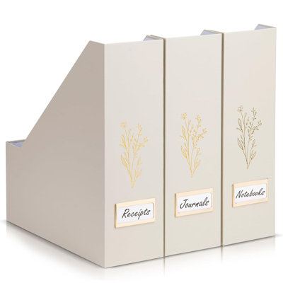 Set of 3 Magazine Holders, Sturdy Desktop and Shelf Organizers for Files, Magazines, and Books by TIFONE