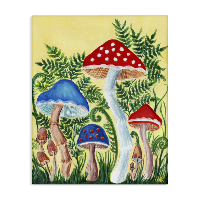 «Fungi Garden Mushroom Sprouts», art mural par Sarah Waldron Kimball, H 24 po x l 30 po