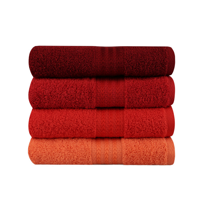 Premium Hand Towel Set | 100% Cotton, 17.7 x 35.4 inches | 500 GSM for Luxurious Absorbency | Machine Washable at 104°F | Stylish Pale Orange, Orange, Red & Fuchsia | Perfect Gift with Special Box
