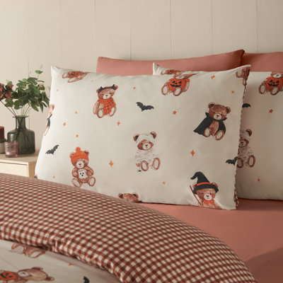 Halloween Scare Bears Cream Reversible Duvet Cover and Pillowcase Set