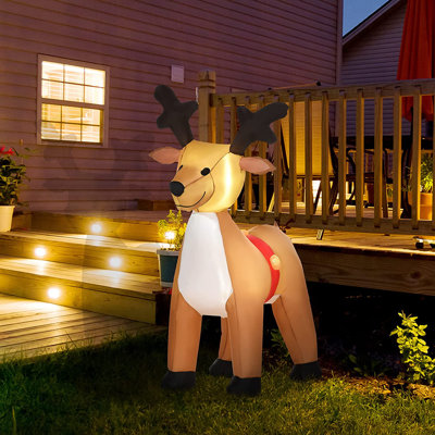 HOMCOM 6ft Christmas Inflatable Reindeer Decoration Xmas Indoor Outdoor Lights