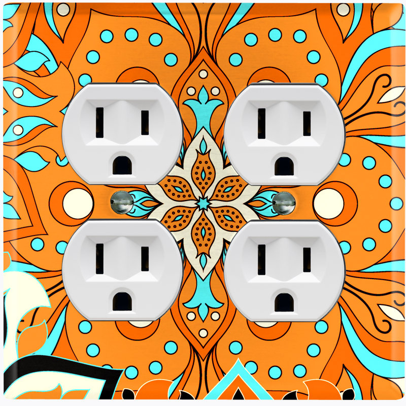 Prise de courant double 2 bandes, Bleu / Orange