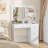 Borko Makeup Vanity With Lights,Vanity desk with Mirror and Power Outlet,Dresser Table with Drawers and Open Shelves-1784453613