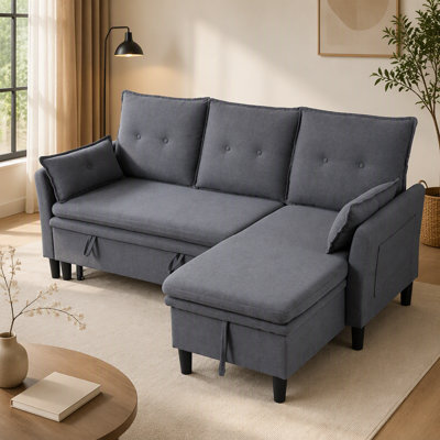 L-Shaped Reversible Chaise Sectional Sofa with Storage, Ideal for Office and Apartment, Combining Comfort and Functionality