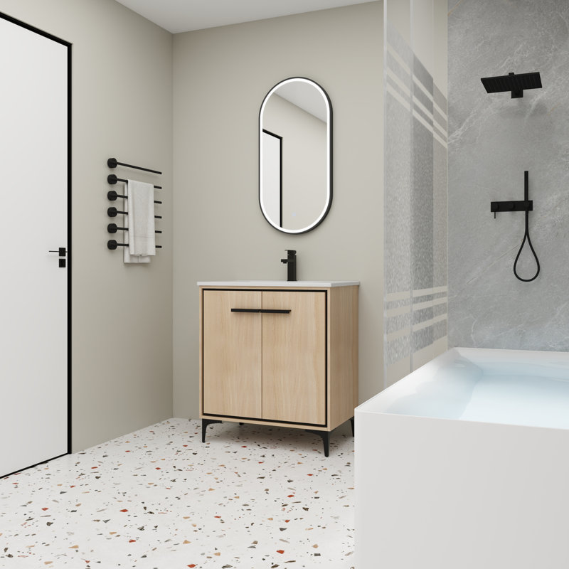 Achillea 30'' Single Bathroom Vanity with Ceramic Top
