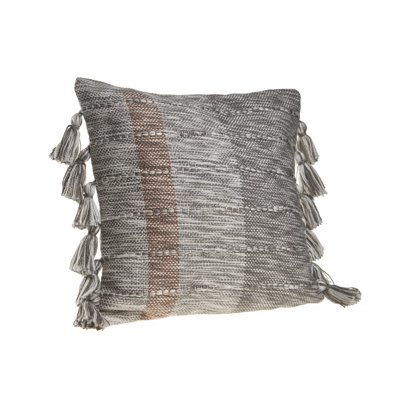 Oreiller à fermeture à glissière en polyester 20 po x 20 po gris et rouge clair