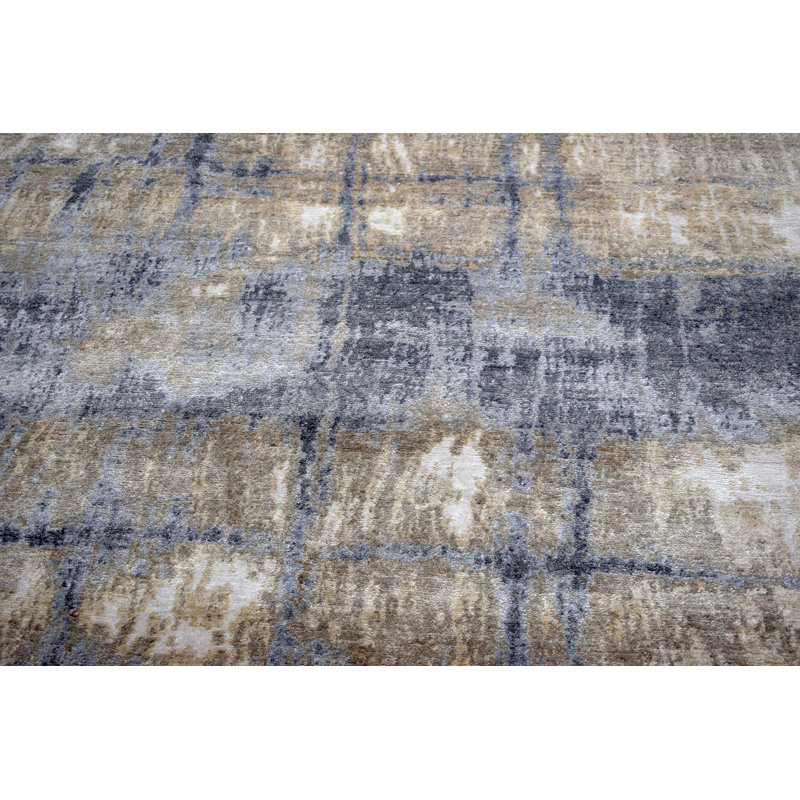 Tapis gris / brun noué à la main