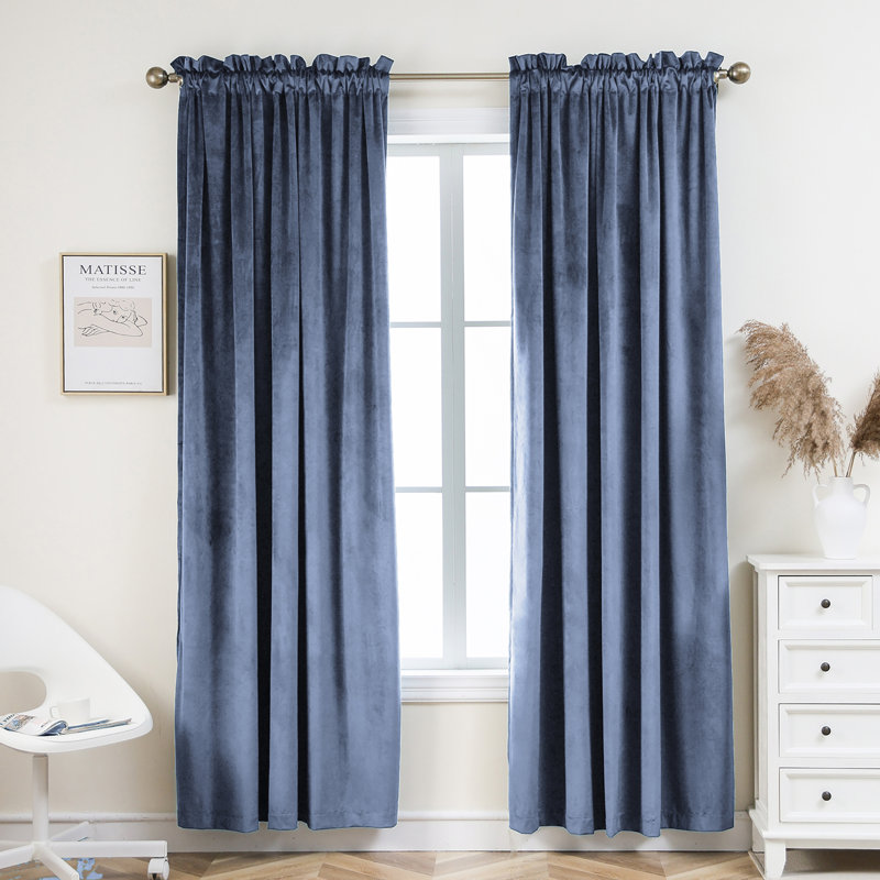Florane Blackout Curtain Pair, Stone Blue, 52" W x 95" L