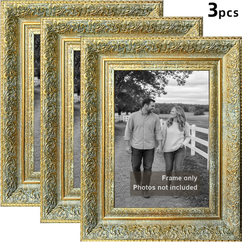 Cadre photo décoratif 3 pièces 5 "x 7" doré antique 3 pièces, Antique Gold, 3, 5" W x 7" H