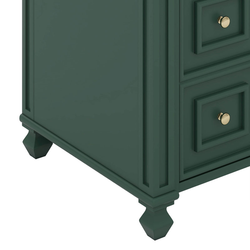 Meuble-lavabo de salle de bain avec lavabo en céramique, 30 po, Vert