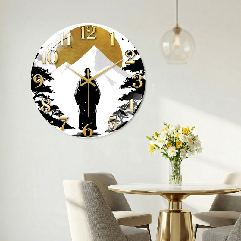 Horloge murale en verre Mountain, 40 x 40 cm (15,7 x 15,7 pouces)