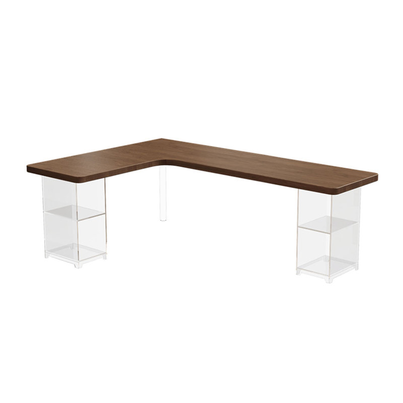 Bureaux en bois massif en L noyer, H 29,53 po x l 78,74 po x P 55,12 po
