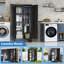 Garage de 61 po de hauteur avec tringle, armoire de rangement en métal avec portes verrouillables, placard à balais, armoire de rangement autoportante pour salle de bain, outil de nettoyage, noir