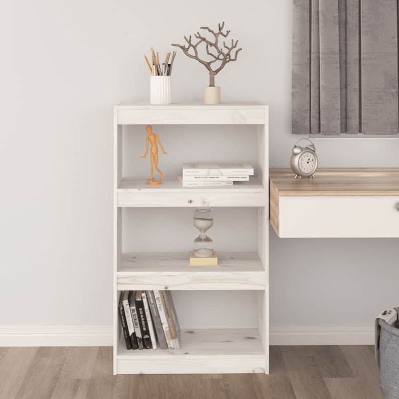 Book Cabinet Room Divider Display Book Rack Bookshelf Solid Wood Pine, White, (3 Shelves) 40.7" H x 31.5" W x 11.8" D