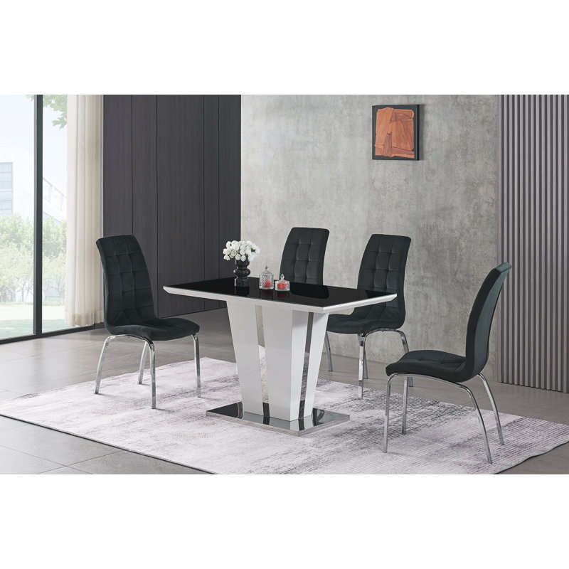 Centhia 4 - Person Dining Set, Black