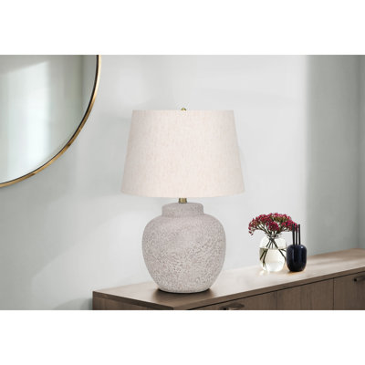 Lighting, 22 po, lampe de table, béton crème, abat-jour ivoire / crème, moderne