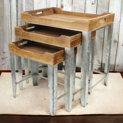 Proclus Solid Wood Tray Top Nesting Tables