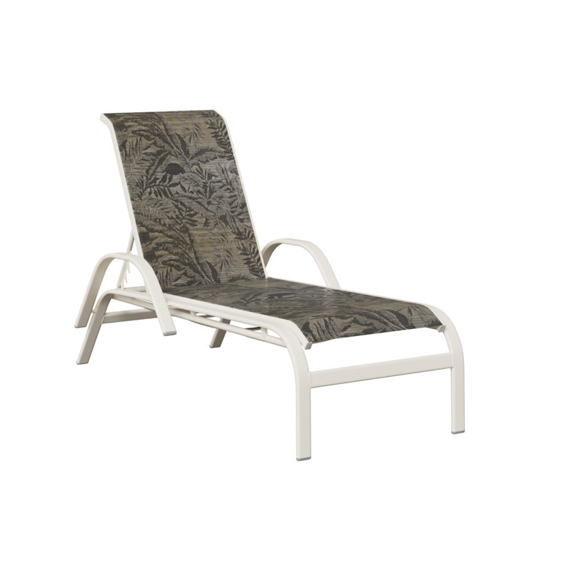 Murphy Outdoor Aluminum Chaise Lounge With Sling Fabric, Matte White