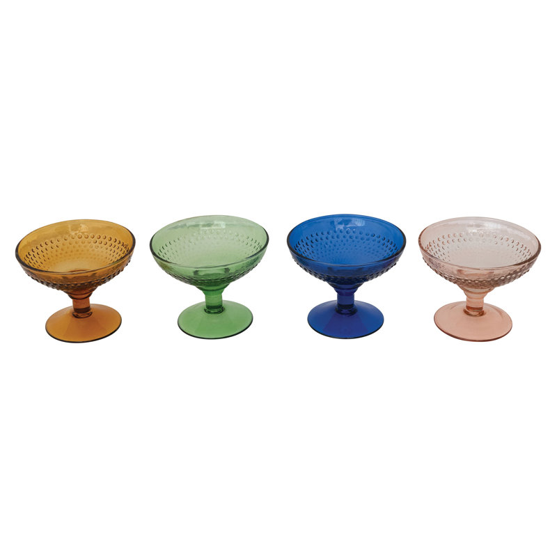 Embossed Stemmed Coupe Glass Set