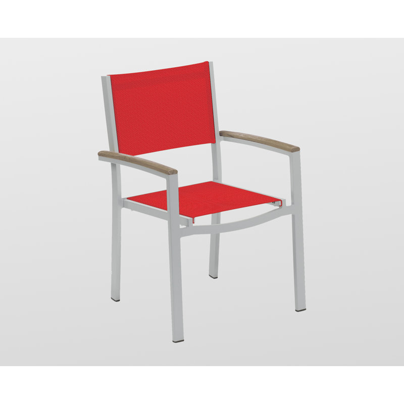 Travira Stacking Patio Dining Chair, Red, Tekwood Vintage, Flint