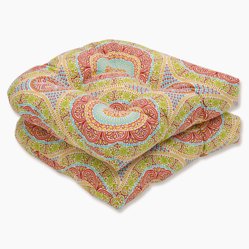 Sharwari Outdoor 5'' Rocking Chair Cushion, Pink/Orange