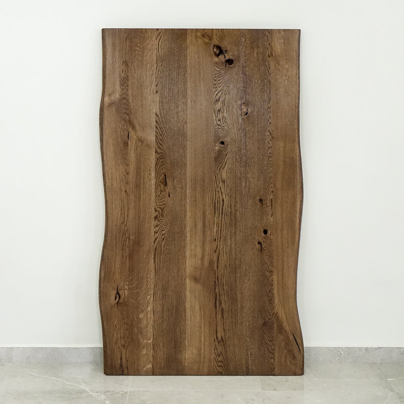 Ferrysburg Oak Solid Wood Top Metal Base Dining Table, 75cm H x 200cm L x 90cm W, Brown