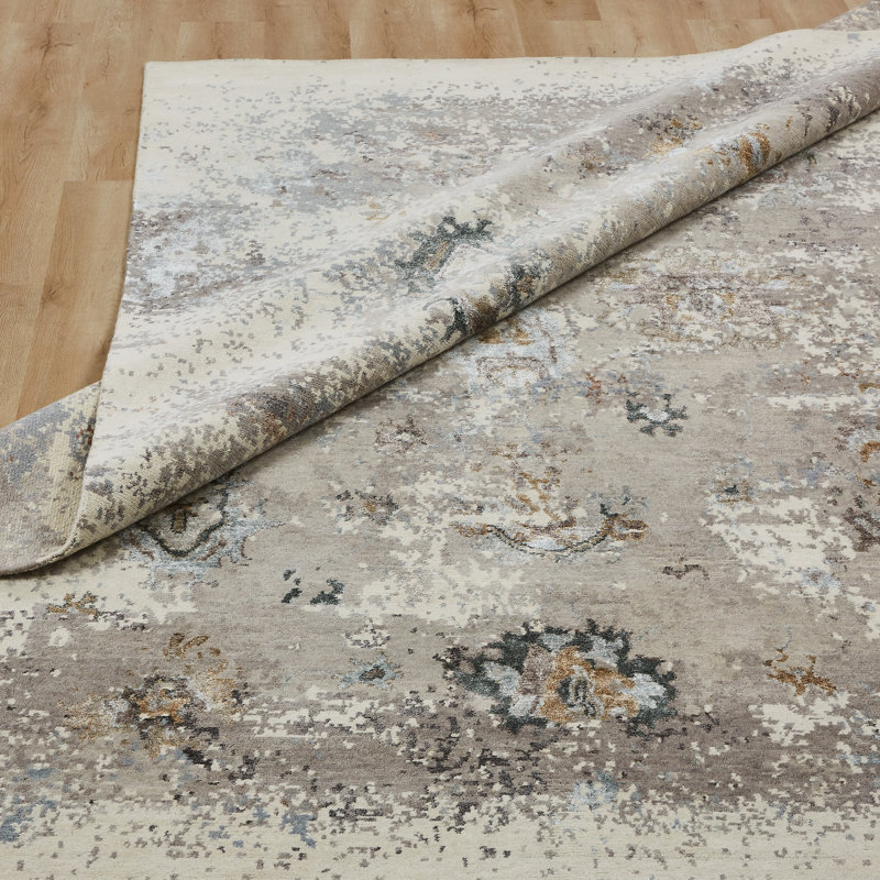 Illusion Weave Hand Knotted Abstract Area Rug, Rectangle 3' x 5'