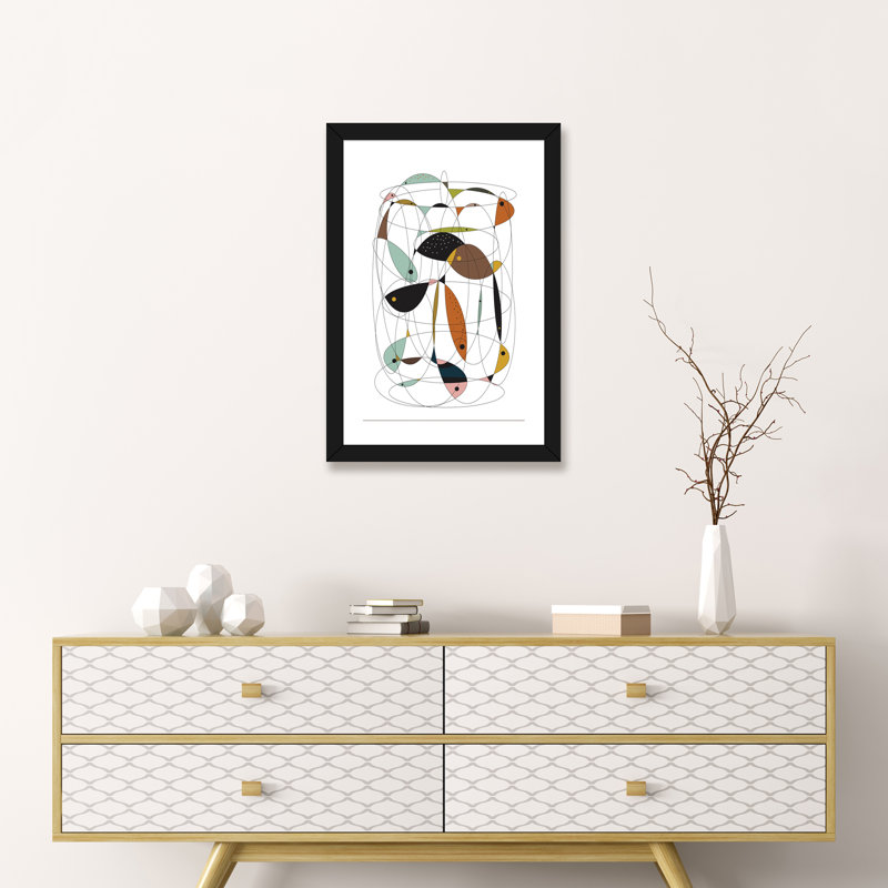 « fishing net » par flatowl-impression sur image, H 32 po x l 24 po x P 1 po, Papier avec cadre noir