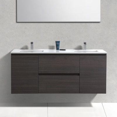 Ensemble de meuble-lavabo mural double 59 po Layla-Mae