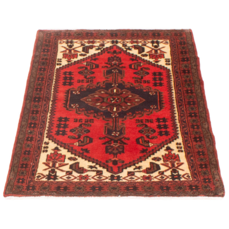 Tapis rouge en laine des années 1990 de 3 pi 1 po x 4 pi 11 po Yentl