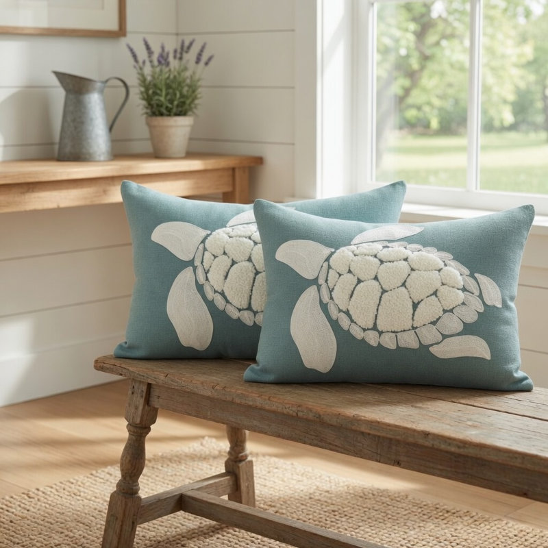 Coussin décoratif lombaire 12 pi x 20 po Coastal Sea Turtle, 2 Piece Set