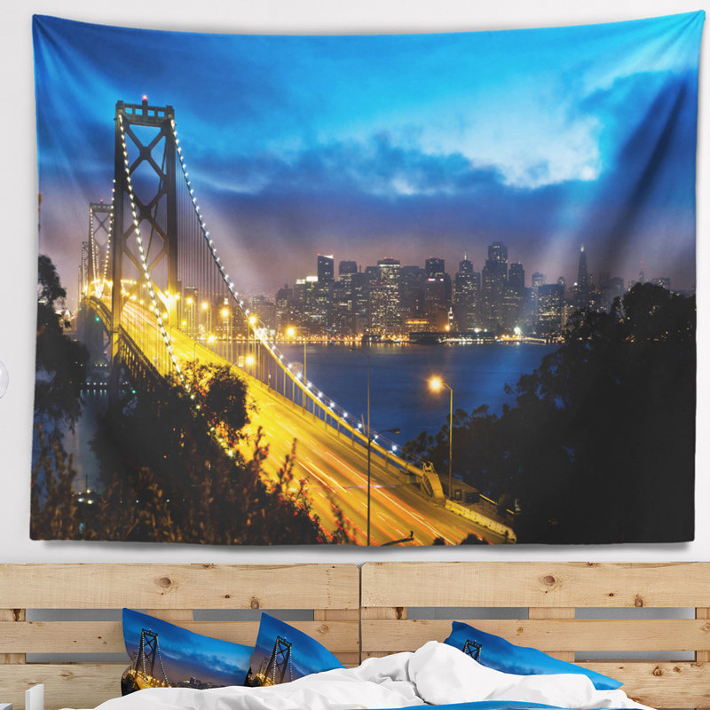 Cityscape bay bridge, tapisserie de san francisco, H 32 po x l 39 po