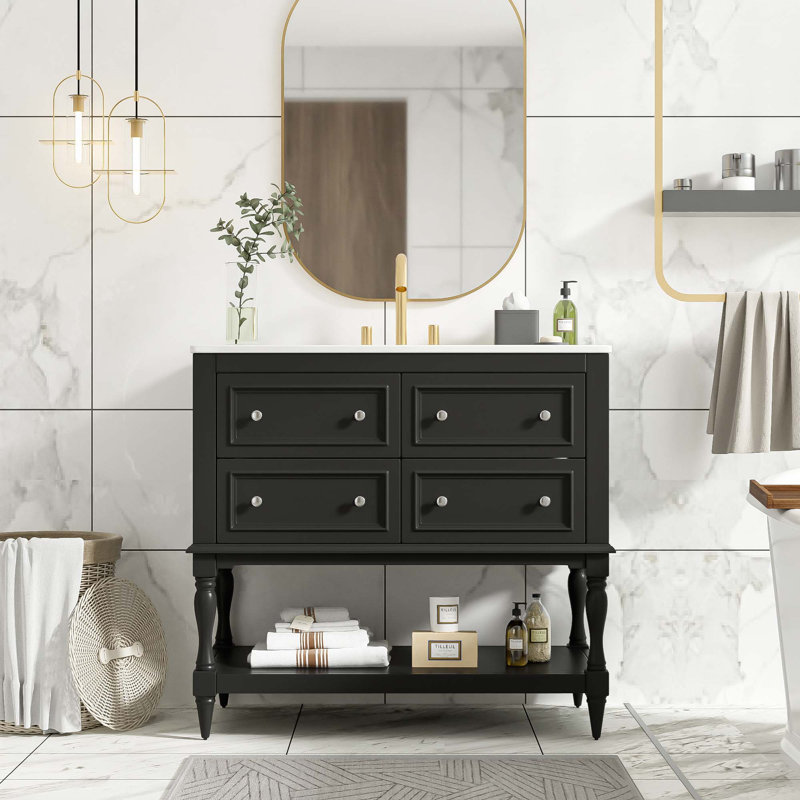 Ensemble de meuble-lavabo 36 po avec lavabo, Noir