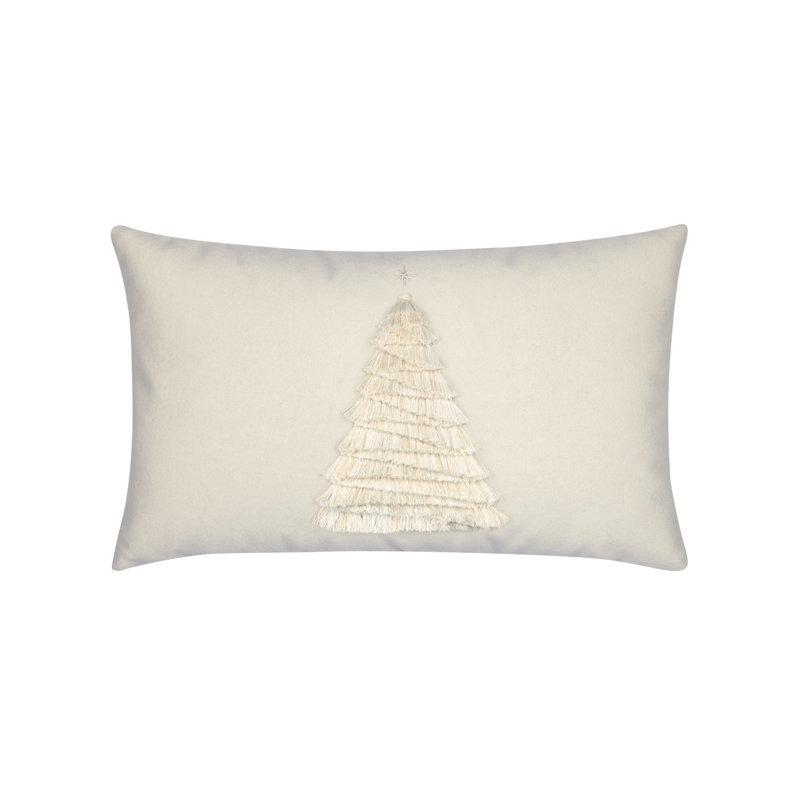 Fraser Fir Indoor/Outdoor Pillow Cover & Insert, Rectangle 12"H x 20"W, Ivory