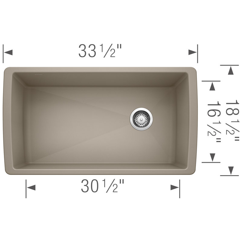 Diamond SILGRANIT 33" Super Single Undermount Kitchen Sink, Truffle